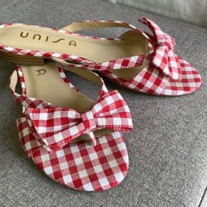 Red Gingham Bow Flip Flops